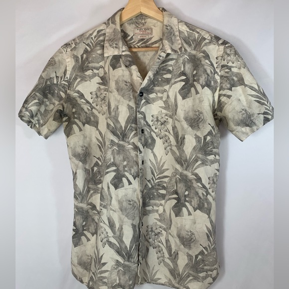 zara Man M size printed shortsleeve shirt / beach w parrots and tropical flowers - Picture 1 of 5
